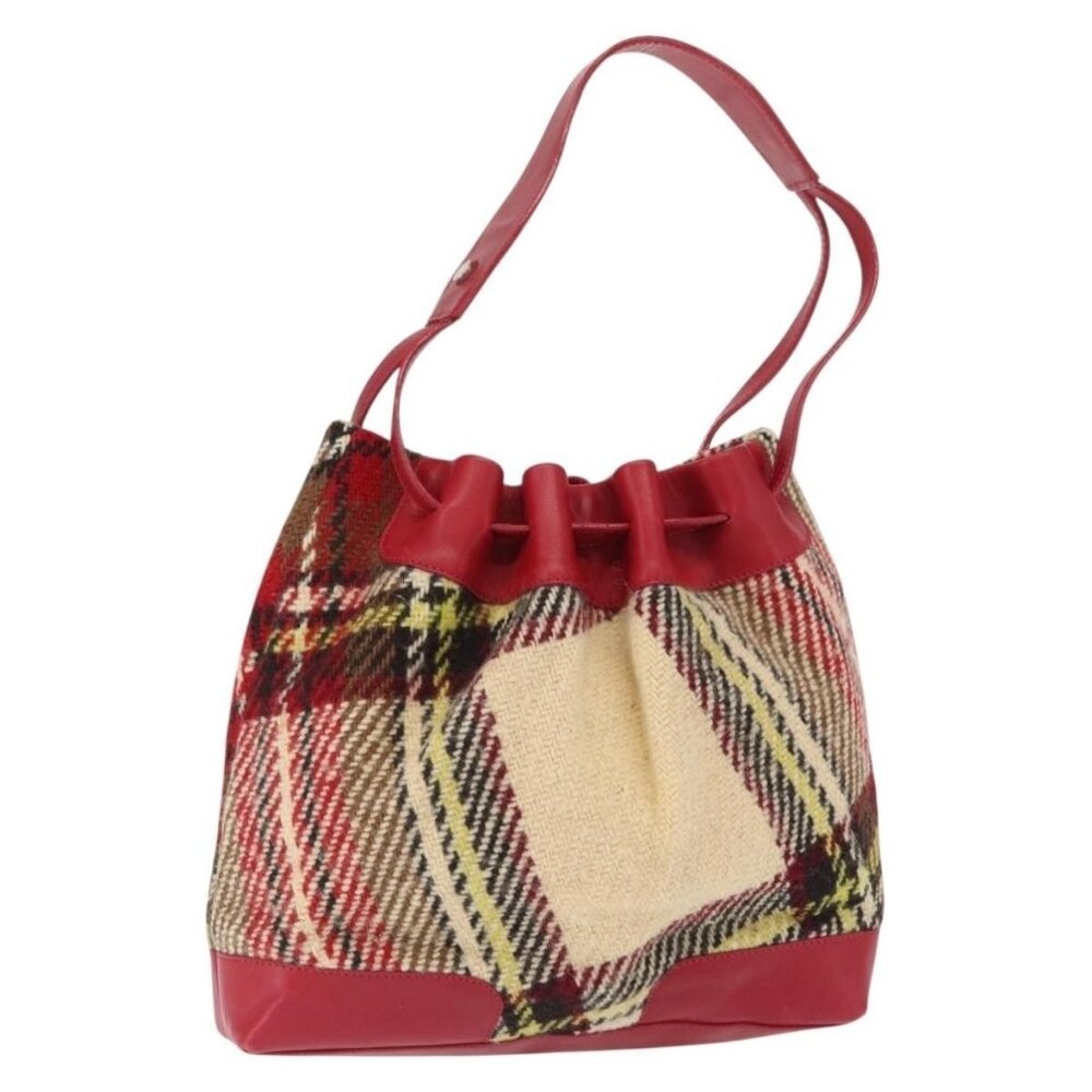 Authentic BURBERRY Nova Check Shoulder Bag Wool Beige